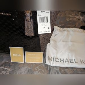 Michael Kors black patent purse tote shoulder satchel travel bag